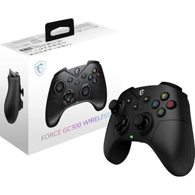 MSI FORCE GC300 WIRELESS Manette gaming pour PC - 2.4 GHz, Bluetooth, USB Type-C vers A - filaire/sans fil, batterie Li-ion 600mAh (20h), D-Pad interchangeable, deux moteurs à vibration