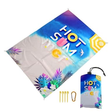 Surwin Tapis de Plage Anti Sable XXL, 3D Couverture de Plage Imperméable Couverture Pique Nique Légère et Portable Tapis Extérieur pour Fête Voyages Camping Vacances (Bleu,180x200cm)