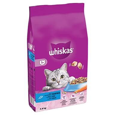 WHISKAS Croquettes au thon pour chat adulte 3,8kg, Lot de 3