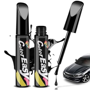2 Pièces Stylo Retouche Peinture Noir Brillant, Stylo Retouche Voiture, 12ml Stylo Réparation des rayures Auto De Peinture, Stylo Anti Rayure Voiture, Anti Rayure pour Carrosserie Moto Voiture Vélo