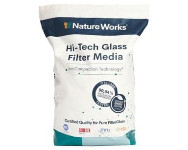 Nature Works Sable Filtrant pour Piscine avec Un Pouvoir Filtrant de 99,64%, Réduit la Consommation d'eau et d'Énergie, Fabriqué avec du Verre Technique pour Une Hygiène Maximale - Sac 10kg