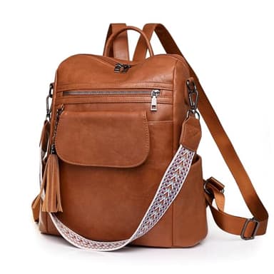 SUCIKORIO Petit Sac a Dos Cuir Femme Vintage, 2 en 1 Sacs à Main Portés Dos Femme Imperméable Cuir Sac à Dos élégant Plusieurs Poches Sac a Dos Antivol pour le Loisir, Voyage