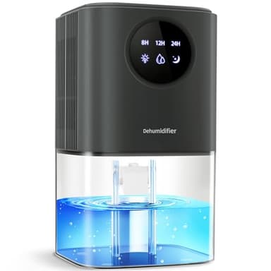 Deshumidificateur d'air 1700ML Anti Moisissure, PKBOSS 22,5W Éco Electrique Déshumidificateurs Silencieux Maison avec LED 7 Couleurs Minuteur & Arrêt Automatique pour Chambre/Salle de bain/Linge-Gris