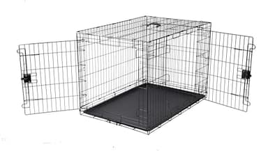 Amazon Basics Cage pour chien Durable,Pliable en fil métallique avec plateau, Double porte, L 107 x l 71 x H 76 cm, Noir
