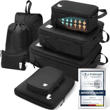 Packing Cubes Compression 8 pièces Organisateur Valise, Organisateur de Voyage Rangement Valise Bagage Sac