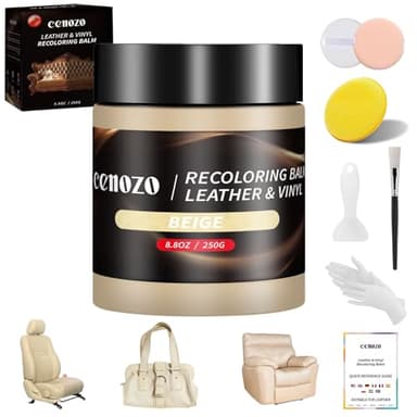 Kit Reparation Cuir,Teinture Cuir Beige,Peinture Cuir Liquide,Pâte Réparatrice Cuir pour Cuir Canapé,Chaussures,Sièges de Voiture,Blouson en Cuir Rayures et Décoloration
