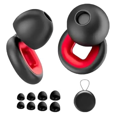 Artevive Bouchons d'oreilles pour moto, Réduction du Bruit 27dB avec 8 Embouts, Confort Léger et Durable, Réutilisables en Silicone Souple pour Moto Voyages Sommeil et Concerts (Rouge)