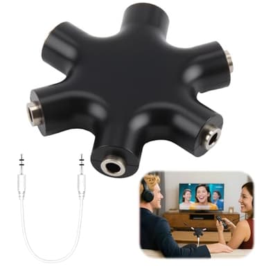 Répartiteur Audio 5-Jack pour Casque, Splitter Audio avec Prise 3,5 mm, Connecte Jusqu'à 5 Appareils Simultanément, Idéal pour École, Mixage Audio, Compatible avec Smartphones, Tablettes