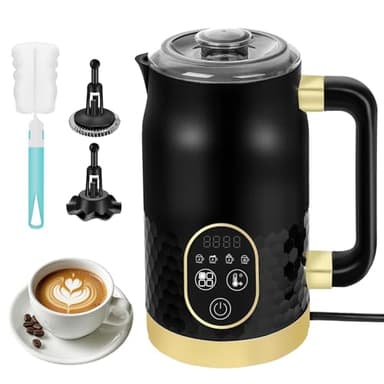 Mousseur électrique 4 en 1 - lait pour chocolat chaud et mousse chaude/froide - Contrôle de température, 2 fouets pour cappuccino