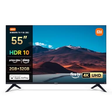 XIAOMI TV F 55, 140 cm (55 Pouces), 4K UHD, Smart TV, Fire TV, Contrôle Vocal Alexa, HDR10, MEMC, 60Hz avec 120Hz Game Boost Mode, 2Go+32Go, Compatible avec AirPlay