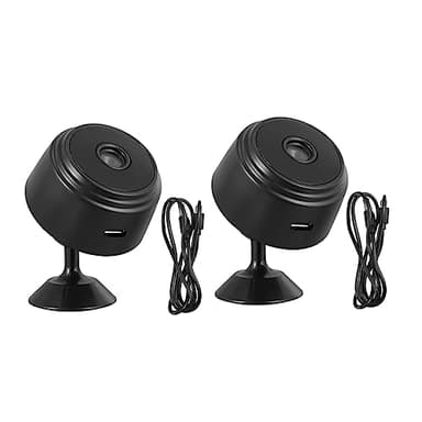Angoily Lot De 2 Intérieure WiFi avec Vision Nocturne Infrarouge pour Maison, Petit Format, Plastique Noir, Alerte Mouvement, Contrôle à Distance Via Application Smartphone