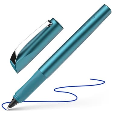 Schneider Ceod Shiny Stylo roller (pour droitiers et gauchers, épaisseur de trait M, avec cartouche d'encre bleu roi) bleu sarcelle