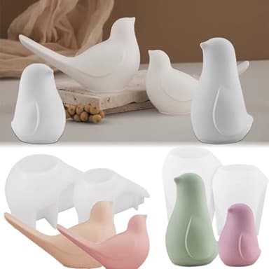SVOCK Lot de 4 moules en silicone pour couler les oiseaux, le printemps, les animaux, le plâtre, pour Noël, Halloween, Pâques