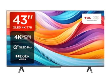 TCL TV QLED 43T7B 4K HDR Pro 43’’ avec Google TV et système sonore Dolby Atmos, Compatible avec l’Assistant Google et Alexa