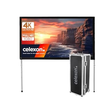 celexon Écran de Projection sur Cadre Pliable Mobile Expert 140" | 305x172 cm 16:9 | Écran sur Pied pour intérieur & Plein air | pour vidéoprojecteurs 4K Full HD | Valise à roulettes Incluse