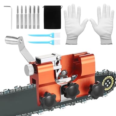 Knpwer Affûteuse de Chaîne de Tronçonneuse,Aiguiseur de Chaîne de Tronçonneuse à Manivelle,Affuteur Chaine Tronçonneuse à Portable Manivelle Kit,Affûteur pour tronçonneuse,Outil Affûteur de Chaîne