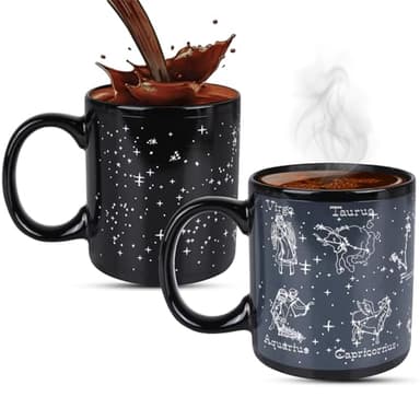 ZONSUSE Constellation Tasse à Café Magique,12 Horoscopes Mug Original Changeant de Couleur,Signe du Zodiaque Mug Thermoréactif, Idée Cadeau pour Dame Epouse Petite Amie Fille 330ml(12 Constellations)