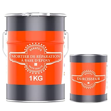 BEKATEQ Mortier de réparation BK-150EP, 1kg I Mortier de jointoiement à base de résine époxy bi composant I Pour intérieur & extérieur I Mastic résine coulée pour béton, bois, chape, métal, carrelage