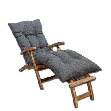 Bananair - Coussin Bain de Soleil Chaise Longue - Épais, Ultra Confortable, Design Matelassé - Fabriqué en France - Matelas Transat avec Scratchs, Facile à Installer (185x60x15 cm, Gris)