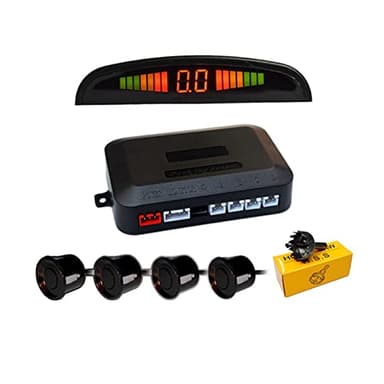Aiuphing radars de recul pour voiture, 4 capteurs universels capteur de recul voiture avec affichage couleur LED, kit alarme audio de recul (Noir)