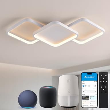Sky angle Smart Plafonnier LED avec Commande Vocale Alexa/Google Home, Dimmable, Lumière LED pour Salon, Chambre, Salle de Bain, Cuisine