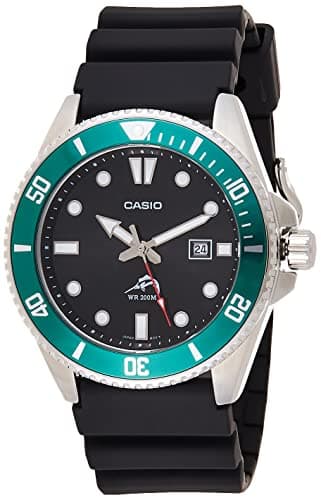 Casio MDV106-1AV 200 M WR Montre de plongée pour Homme Noir, Noir/Vert, Montre de plongée