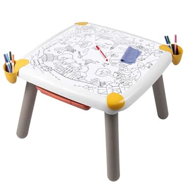 Smoby - Kid Table Creative - Table de Dessin Effaçable - Activité Artistique - Jeu Educatif - Dessiner, Colorier, Peindre - 2 Coloriages Inclus - A Partir de 3 Ans - Fabrication Française