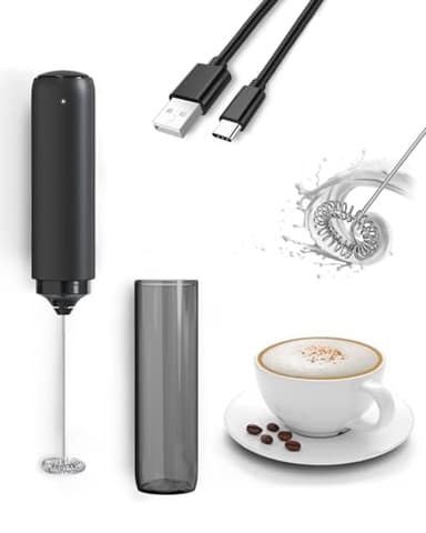 Mousseur à Lait Électrique, Rechargeable Mousseur a Lait, Portable Mini Mixeur pour Café/Café au Lait/Cappuccino/Chocolat Chaud (Rechargeable)