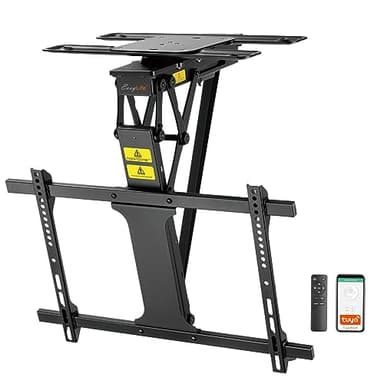 EasyLife Support TV Plafond motorisé, Rotation et Inclinaison, avec intégration Smart Home, pour écrans 32–75'', VESA 600x400, Compatible TVs LCD/OLED, moniteurs, écrans et smartboards, Noir