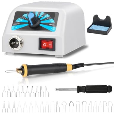 Kit de Pyrogravure au Bois: Pyrogravure avec 30 Têtes de Stylo, Température Réglable 100-800 ℃, pour bois pour bois, cuir et liège DIY