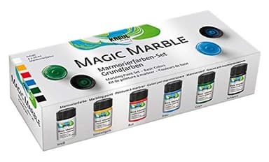 KREUL 73600 - Peinture marbrée Magic Marble, set de couleurs de base, 6 x 20 ml de peinture, pour marbrer par immersion le bois, le verre, le plastique, le papier, le métal et le polystyrène