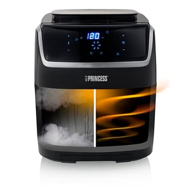 Princess Friteuse sans huile & cuiseur vapeur 2 en 1, 62,2% de consommation d'énergie en moins, Capacité : 6,5 L, 8 programmes, pour jusqu'à 9 personnes, panier de cuisson Ø 23,5 cm, 182080