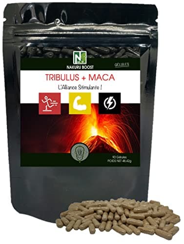NAKURU | Tribulus + Maca | Gamme Boost | Fabriqué en France | "L'Alliance Stimulante !" | (90 Gélules de 538mg / Poids Net: 48,42g)