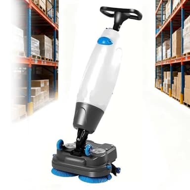 Autolaveuse Commerciale Compacte 17", Laveuse Sécheuse Électrique 3-en-1 Poussée à la Main, Réservoir Double, Batterie 80 min, Pour Carrelage, Parquet, Hôtels et Espaces Commerciaux(White)