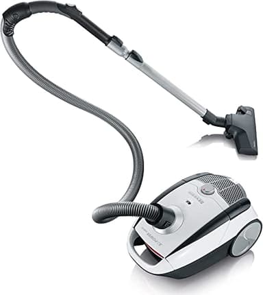 Severin BC 7035, Aspirateur Traîneau avec Sac (Classe Énergétique A, Buse Parquet et Set 2 Accessoires Inclus, S´POWER snowlight) Blanc/Gris