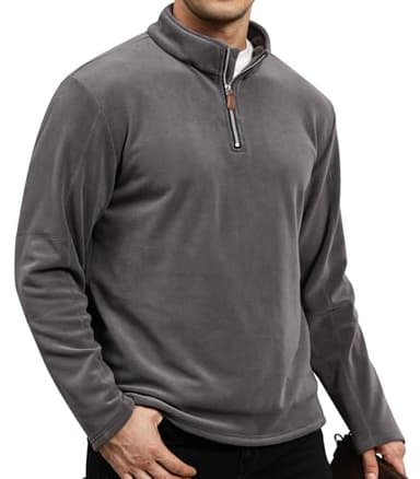 Suwangi Polaire Pull Homme Sweat Polaire à Manches Longues Casual Sweatshirts d'hiver 1/4 Zip Sweatshirt