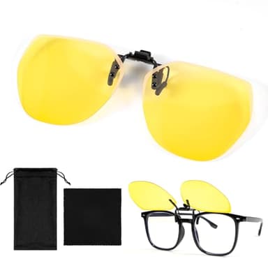 Leikedun Lunettes de Conduite Nocturne Polarisées - Clip Anti-Éblouissement avec Verres Jaunes HD, Ultra Léger pour Homme et Femme Conduite Outdoor Sports