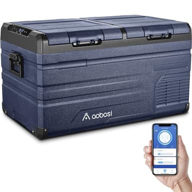 AAOBOSI 72 L Glaciere a Compression, Glaciere Electrique Double Zone, 12 V/24 V et 100-240 V Frigo Camping, -20 ℃ à 20 ℃, pour Voiture, Camion, Bateau, Camping-Car