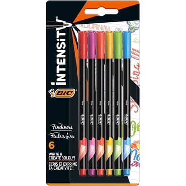 BIC Intensity Stylos Feutres Pointe Fine (0,8 mm) - Couleurs Assorties Rainbow, Blister de 6