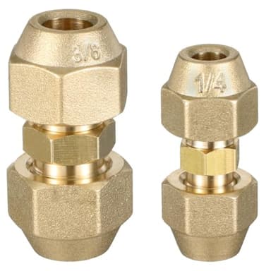 2 PCS raccords doubles cuivre 1/4" & 3/8" pour climatisation double mamelon, raccord de tuyau en cuivre AC sans soudure, avec écrou de raccordement pour climatiseurs sanitaires