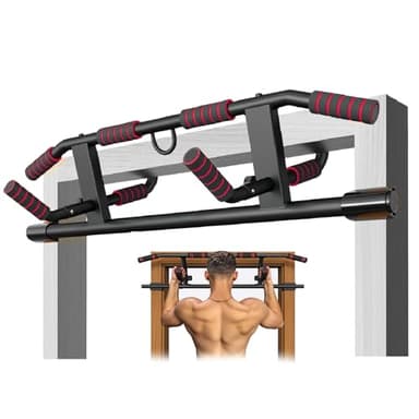 RDTOK Barre de Traction Porte sans Perçage, Pull Up Bar avec Multi-Prises, Idéale pour Maison & Home Gym Bar de Traction(59-92cm)