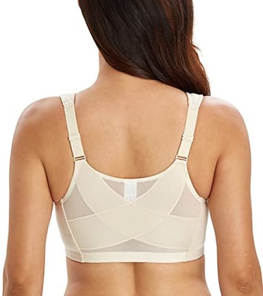 Lemorosy Soutien-Gorge Minimiseur sans Armatures pour Femme avec Bonnet Complet Fermeture Devant Confort Taille Grande (Beige,95F)