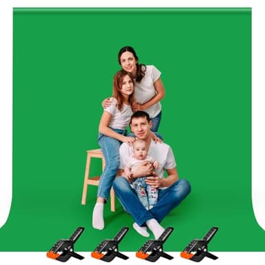 Heysily Toile de Fond Vert pour Photographie 3 x 3 m – Green Screen Écran Vert Chromakey Lavable pour Studio Photo, Youtube, Streaming, Production Vidéo et Gaming, Pliable et Léger avec 4 Pinces