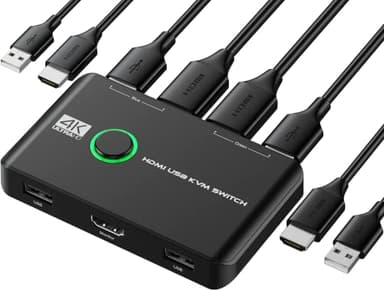 Rybozen KVM HDMI Switch, 4K @60Hz KVM Switch 2PC 1 Monitor 2 USB pour 2 Ordinateurs Partageant Clavier, Souris et un Moniteur HD, avec 2 Câbles USB et 2 Câbles HDMI