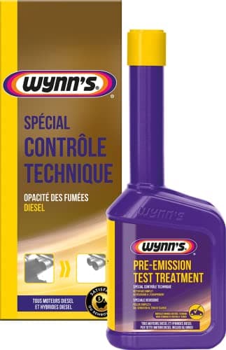 Wynn's Additive Contrôle Technique Pollution Diesel Degraissant Moteur, Nettoyant Injecteur Diesel et Anti Fumées Noires 325ml