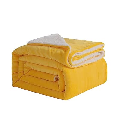 Good Nite Couverture Polaire Sherpa réversible en Polyester Doux et Chaud pour la Maison et Les Voyages, Lavable en Machine, Jaune, 150 x 200 cm, pour lit Double