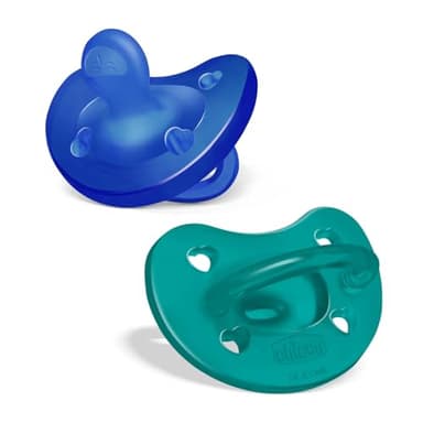 Chicco PhysioForma Sucette en Silicone 16-36 Mois, Bébé, Tétines en Silicone, Soutiennent la Respiration Physiologique et Favorisent le Développement Correct de la Bouche, 2 Pièces, Bleu