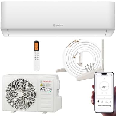 Climatiseur split 9000 BTU HANTECH H-PRO fonction de chauffage et de refroidissement, filtre à air, WIFI, matériel de montage [classe énergétique A++] (12000 BTU)