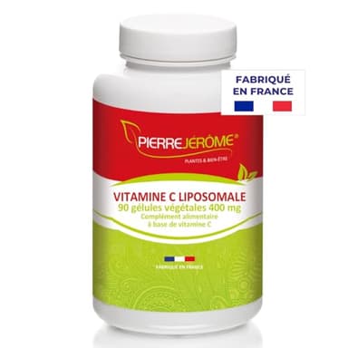 Vitamine C Liposomale Pierre Jérôme - Acide L-Ascorbique Haute Absorption - Complément Alimentaire Immunité, Energie, Stress - 90 Gélules de 400 MG - 90 Jours