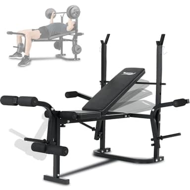 Novonova Banc de Musculation Complet Multifonction-Extension Jambe&Butterfly&Banc de Musculation Pliable&Support pour Haltères, Banc de Musculation, Banc Developper Coucher Fitness Inclinable/Réglable
